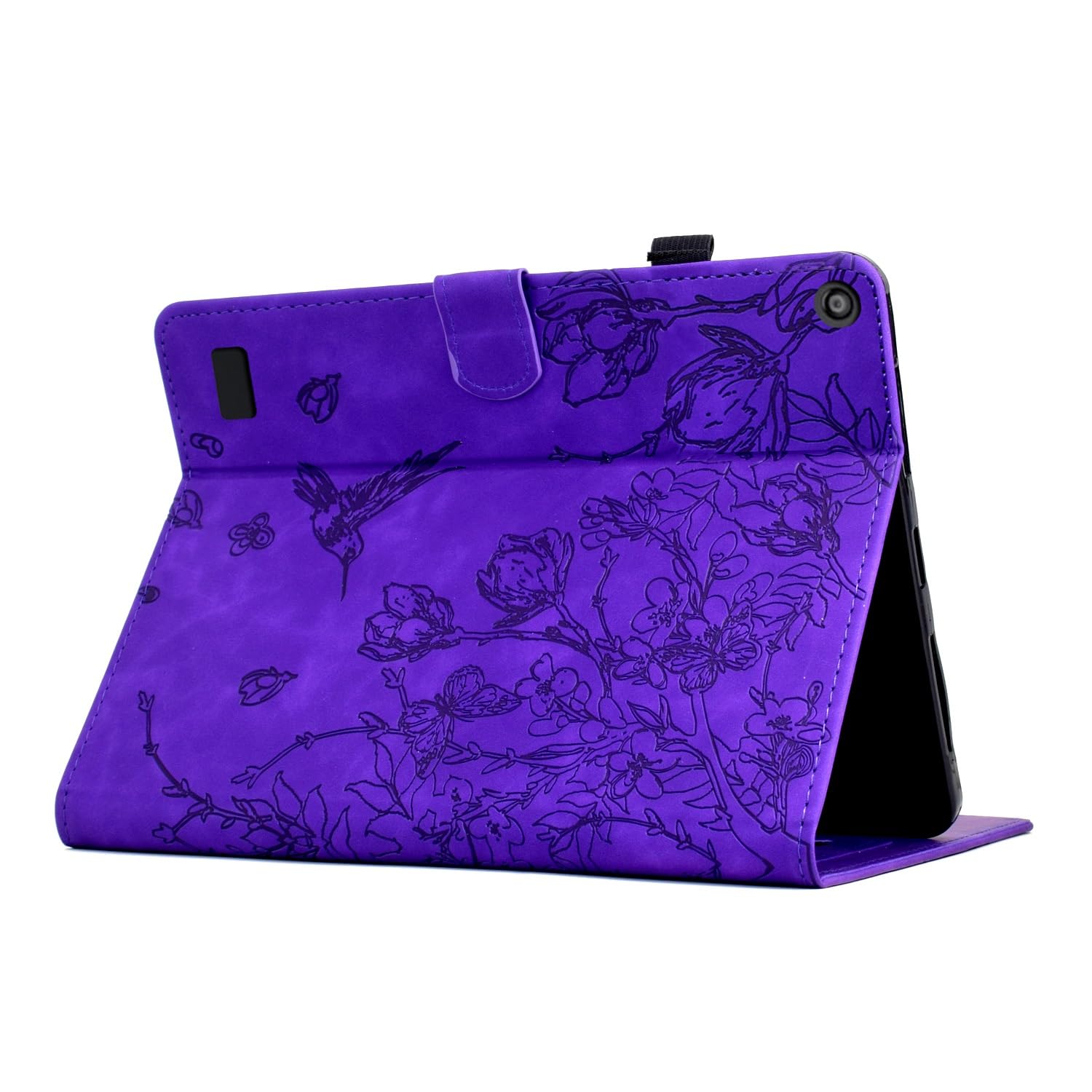 Kompatybilny z Kindle Fire 7 2019/2017/2015 (Fire 9./7./5. generacji) Etui funkcją automatycznego uśpienia, smukłe skórzane etui biznesowe Folio Pokrowiec ochronny Obudowa wieloma kątami widzenia(Mor)
