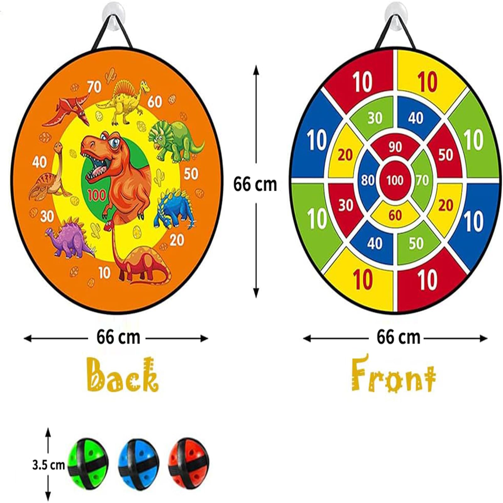 CEMIRK Kids Dart Board Set, 66cm Double-Sided Dinosaur Dart Board for Kids with Sticky Balls - Image 4