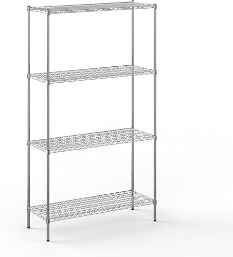 Miniatura 190 de Kit de estantería de alambre cromado de 4 niveles de 24 pulgadas de profundidad x 24 pulgadas de ancho x 64 pulgadas de alto Unidad de estante