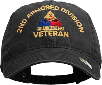 US Army 2nd Armored Division Embroidered Washed Pigment Dyed Cotton Cap