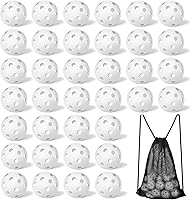 Vista 7 de Tanlade Paquete de 36 pelotas de práctica de béisbol, bolas de entrenamiento de plástico, bolas de softball ligeras huecas de flujo de aire con una