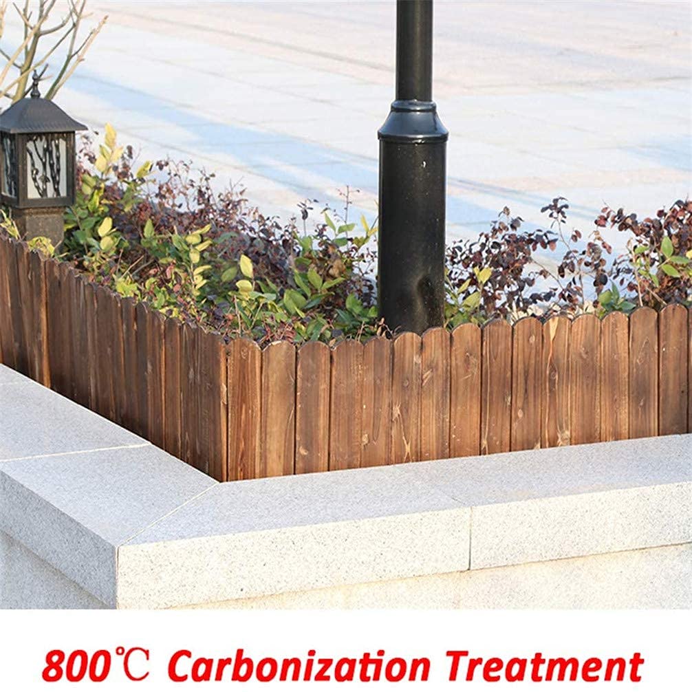 Paneles de madera para valla de jardín para plantas de flores y vallas de piscina, color carbonizado, 120 x 40 cm