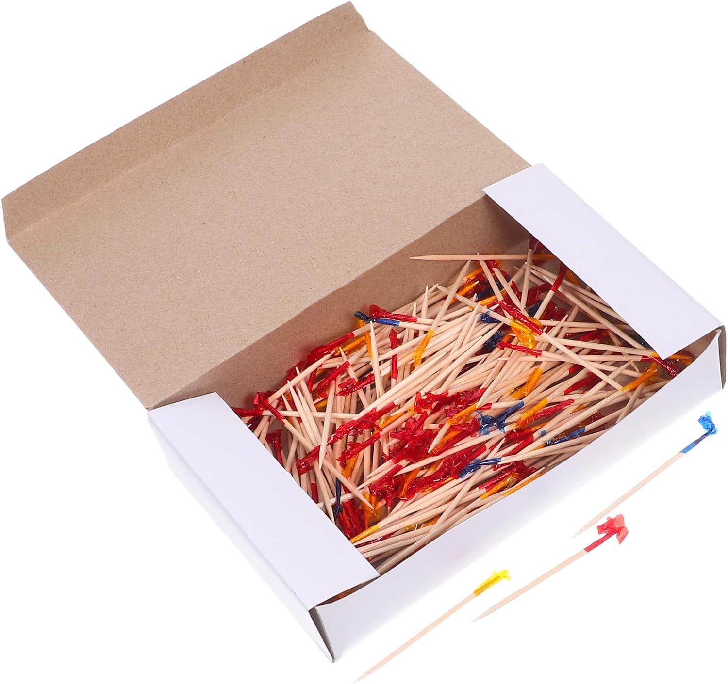 COLLBATH 2400pcs Disposable Fruit Picks Skewers Colorful Wooden Cocktail Toothpicks for Parties Appetizers Drinks Serving Food Sticks