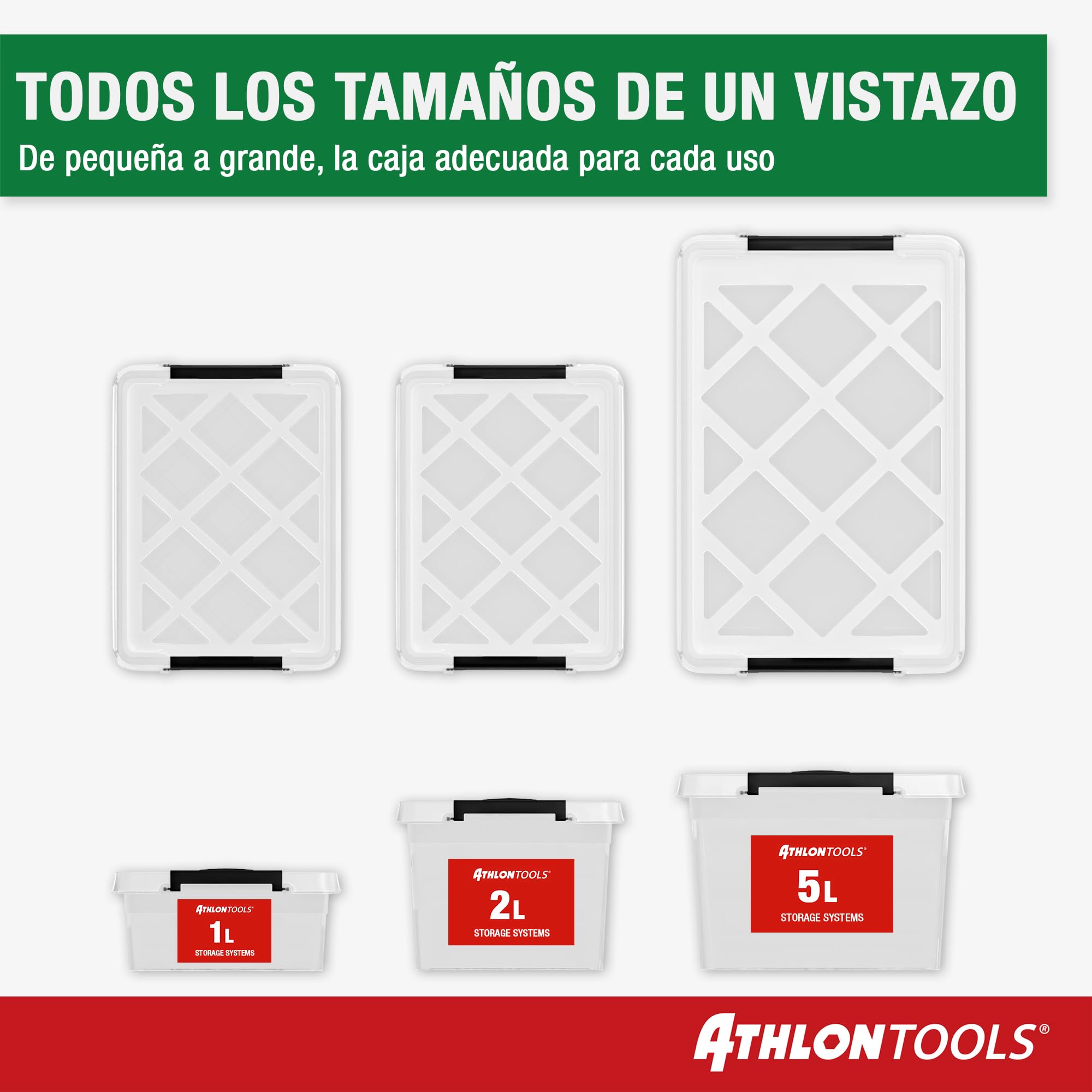 ATHLON TOOLS Zestaw 10 pojemników do przechowywania żywności z pokrywką, 5 l, 100% nowy materiał, bez BPA, przezroczyste, możliwość układania w stos, hermetyczne, lodówka, zamrażarka, szafa