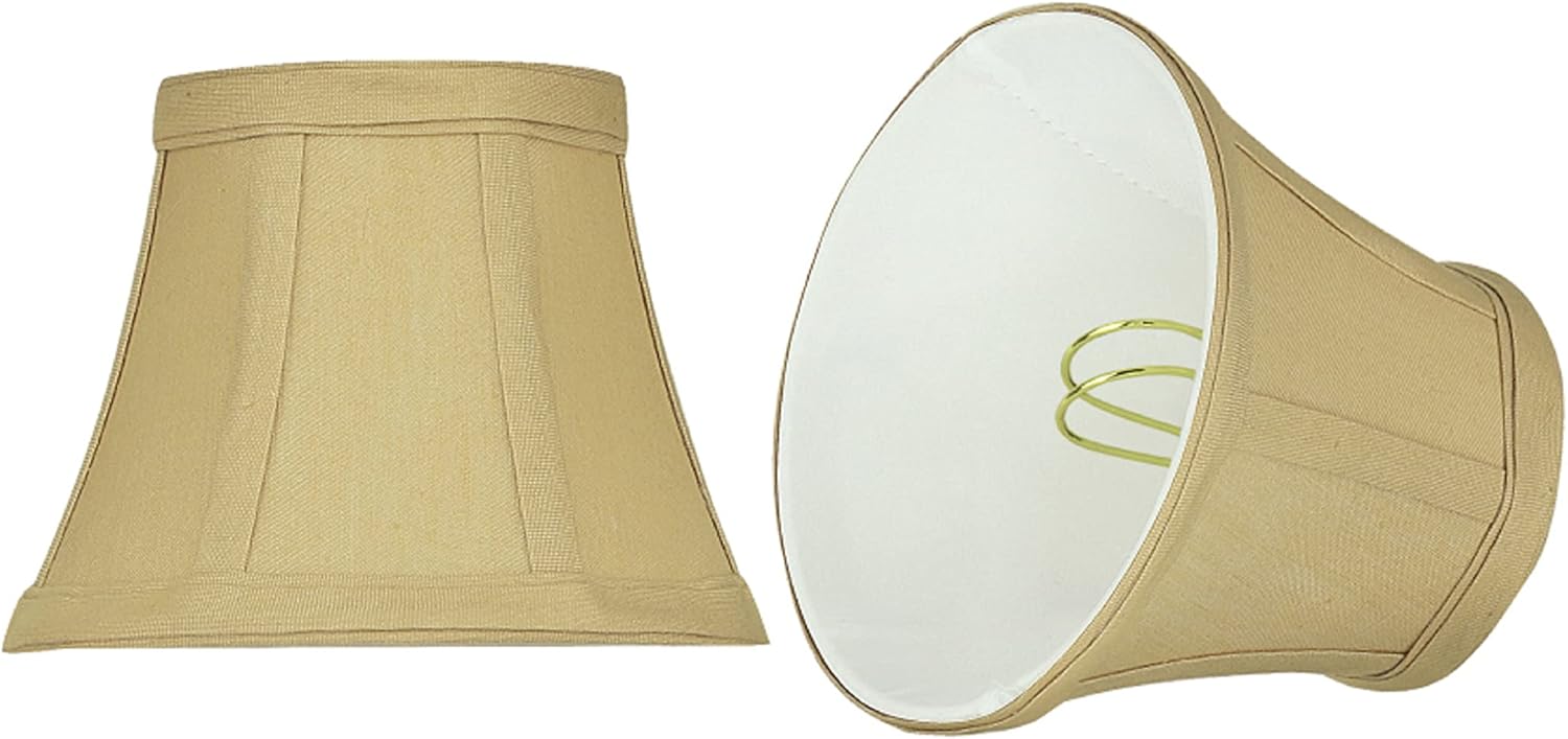 Aspen Creative 30274-2A, Bell Clip-On Chandelier Lamp Shade, Beige, 3" Top x 5" Bottom x 4" Slant Height, Set of 2