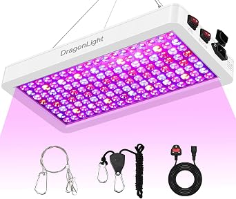 DragonLight Upgraded BW2000 LED Grow Lights Double Chips Full Spectrum with 3-Metre Cable for Greenhouse and Indoor Plant Veg and Flower Growing[White] [Energy Class C]
