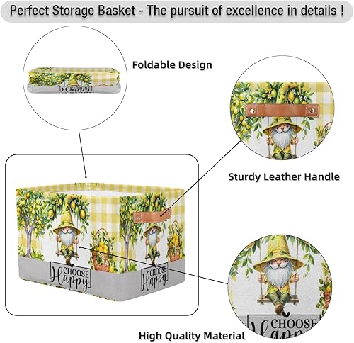 Vista 139 de Cestas de almacenamiento con asas, cubo de almacenamiento rectangular de tela rectangular plegable de juguetes para armario, estantes, lavandería, C