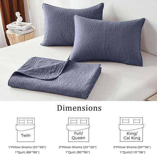 Miniatura 6 de akkialla Colchas tamaño Queen, juego de edredón ultrasónico gris azulado matrimonialqueen, colcha ligera y suave, funda de cama con patrón de moneda