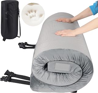 REDCAMP Camping Memory Foam Mattress, Portable Roll Up Travel Mattress Sleeping Pad with Carry Bag for Floor Grey 191x76 /191x97 cm