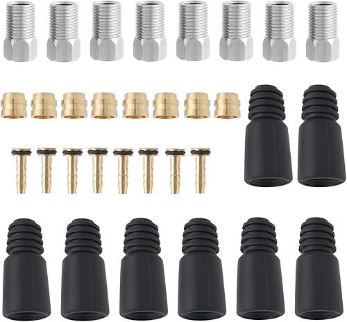 Juego de 8 unidades de manguera de freno de disco hidráulico para bicicleta, manguera de freno de oliva, kit de reparación de tornillos de púa,