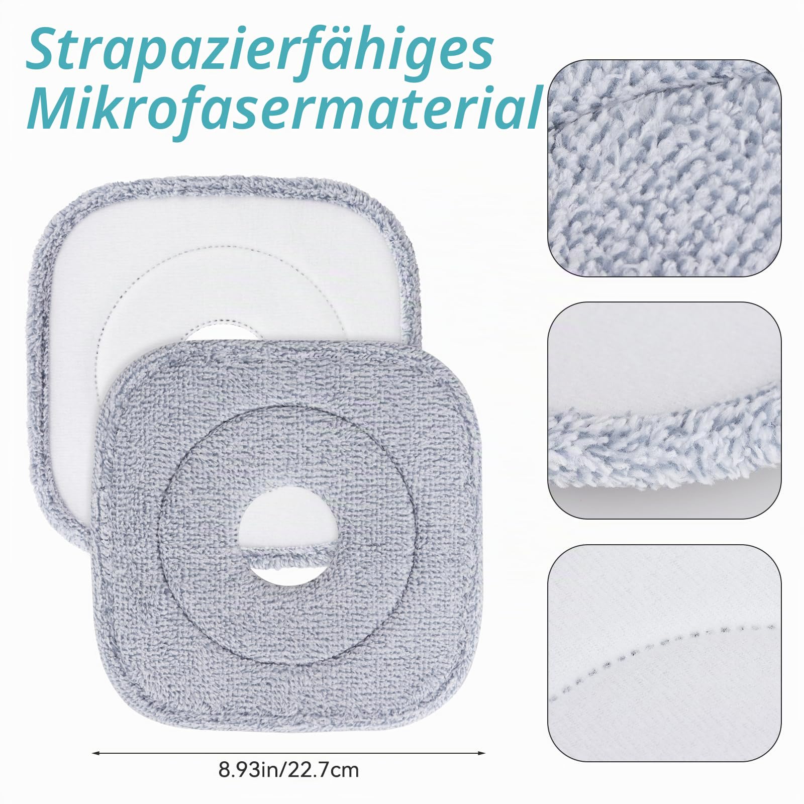Sgizoku Wischmopp Set mit faltbarem Eimer, 360° drehbarer Wischmopp mit Presse, Waschen und Trocknen, mit 2 wiederverwendbaren Mikrofaser-Moppmatten für alle Arten von Böden