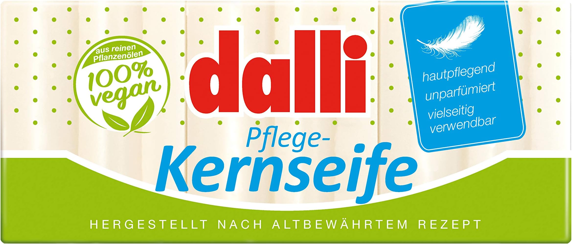 Dalli Kernseife Curd Hard Soap 3 x 125g - Unperfumed Vegetable Marseille White
