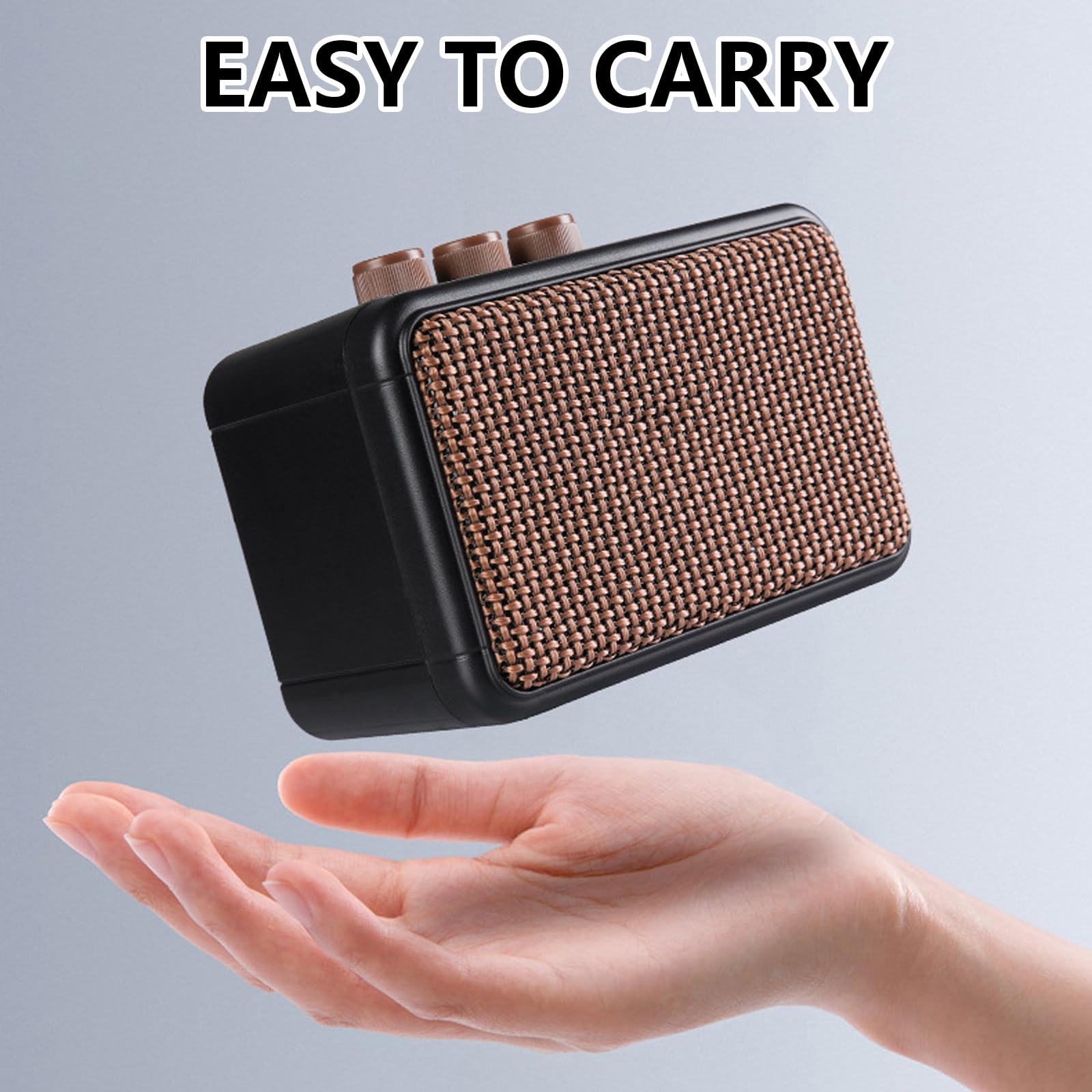 Mini-Gitarrenverstärker, 5W Aufladbarer tragbarer Übungsverstärker mit Overdrive- und Clean-Effekten Bluetoothh Dual Speakers E Gitarre Verstärker für Heimübungen und Musikparty