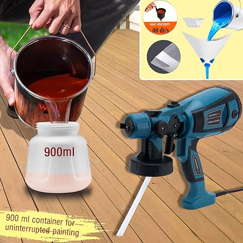 Miniatura 6 de Pistola pulverizadora de pintura, pistola eléctrica de pintura, pintura HVLP de 700 W, pulverizador de manchas con 3 boquillas y 3 patrones,