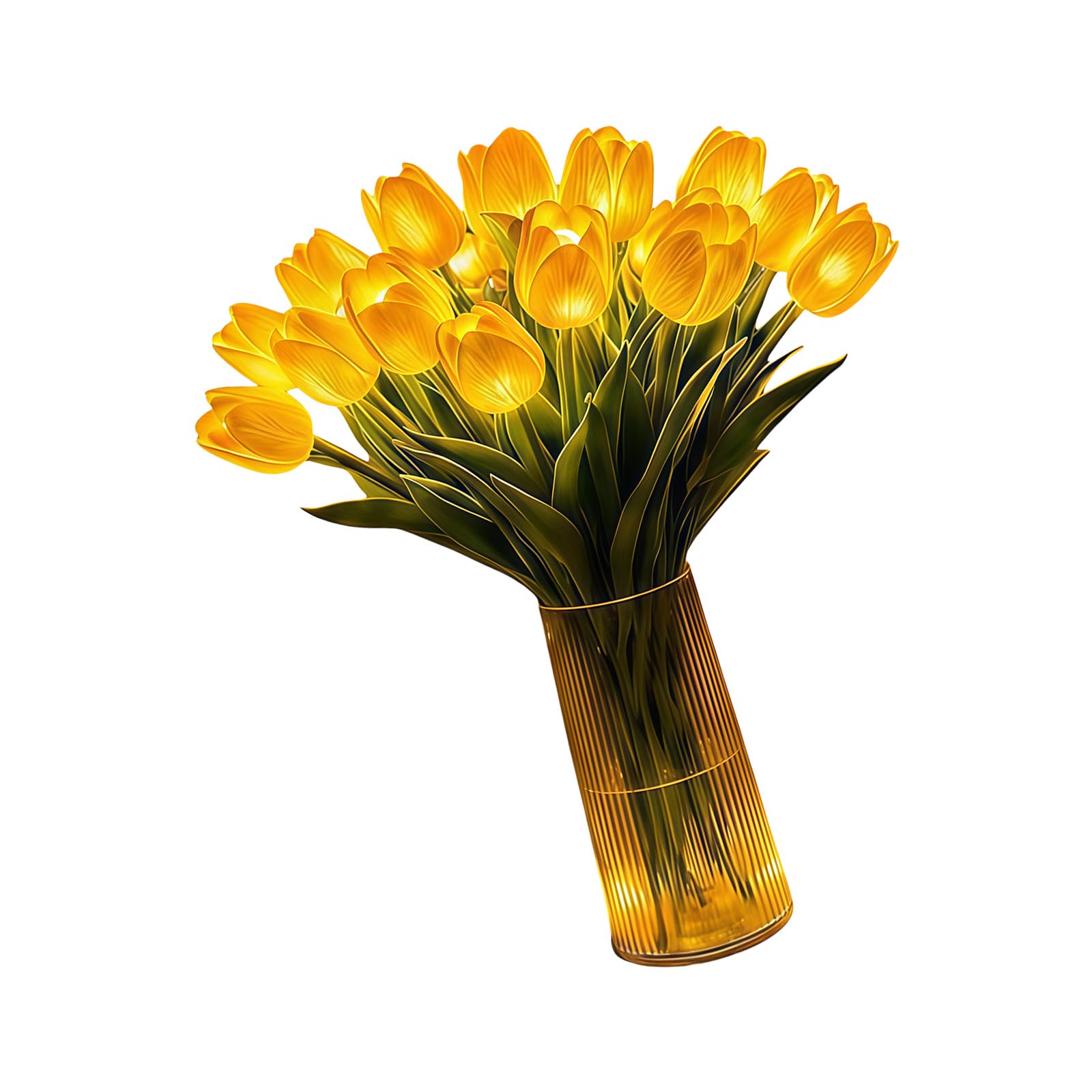 AOSAIXIS Radiant Light, 10PCS Floral Lights with Glass Vase, Twinkling Tree Tulips for Bedroom Decoration and Night Lighting, Bookshelf Mood Light, Bedside & Decor