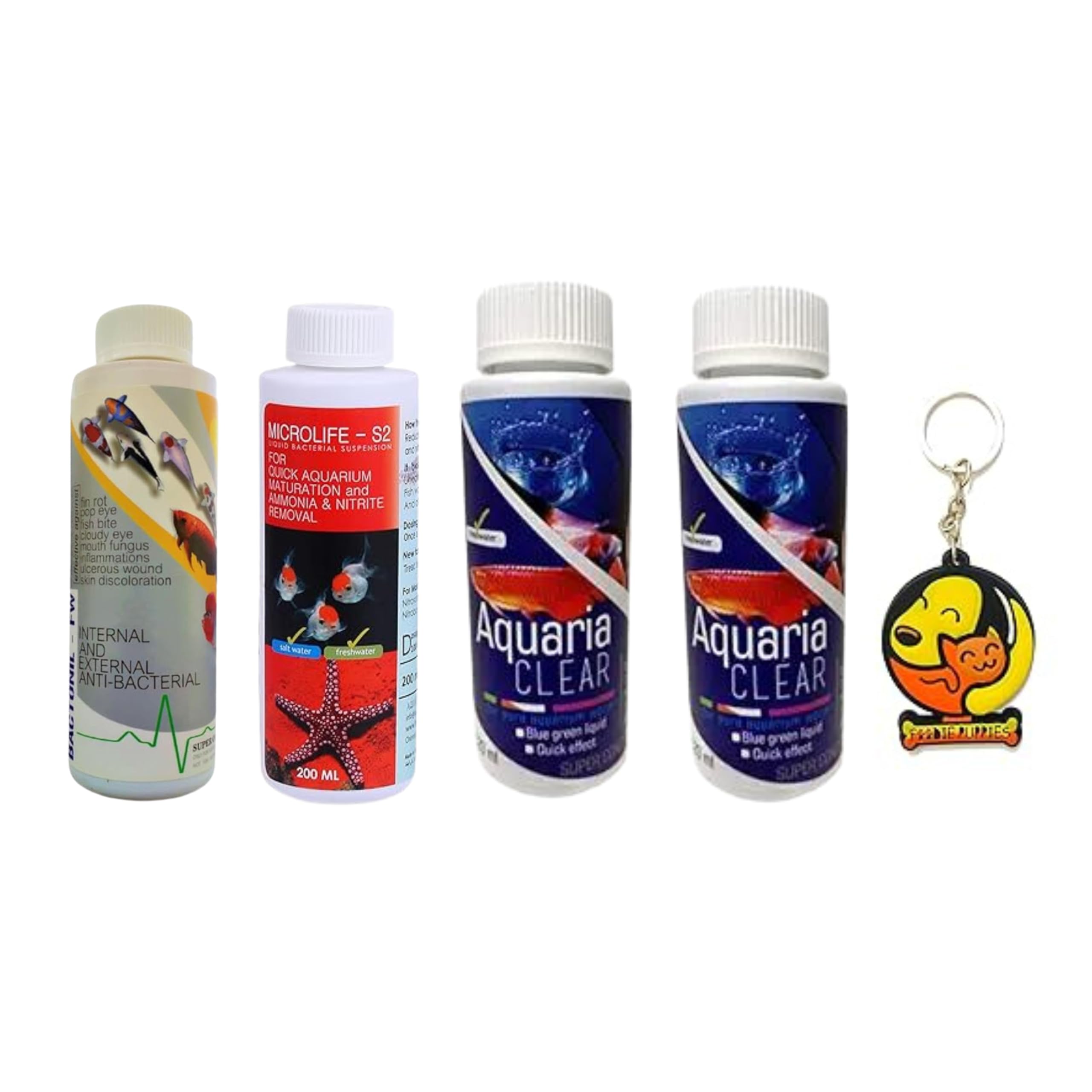 Foodie Puppies Aquatic Remedies 3 in 1 Aquarium Medicine Combo - (Bactonil 220ml + 2Aquaria Clear 120ml + Micro Life-S2 200ml) | Anti-Bacterial Fish Skin Treatment for Freshwater with Free Key Ring (B0CTMN175J) Amazon Price History, Amazon Price Tracker
