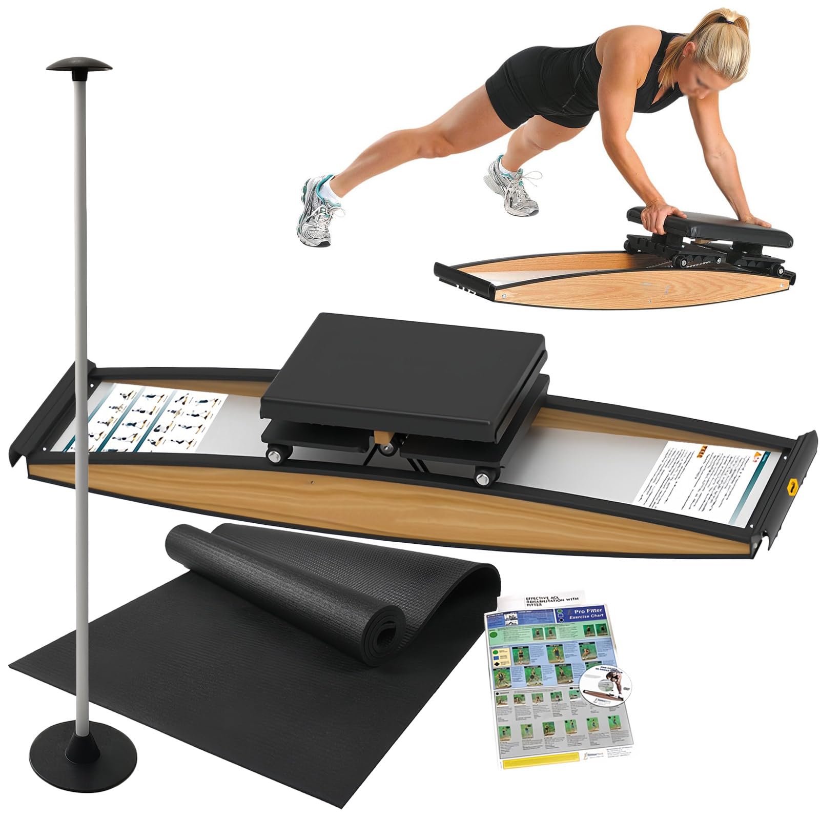 Generisch Ski-Trainingsgerät, 3D-Crosstrainer, Ski-Trainingsgerät, Indoor-Simulations-Skiruder-Aerobic-Gerät, mit Gehstock und Bodenmatte für