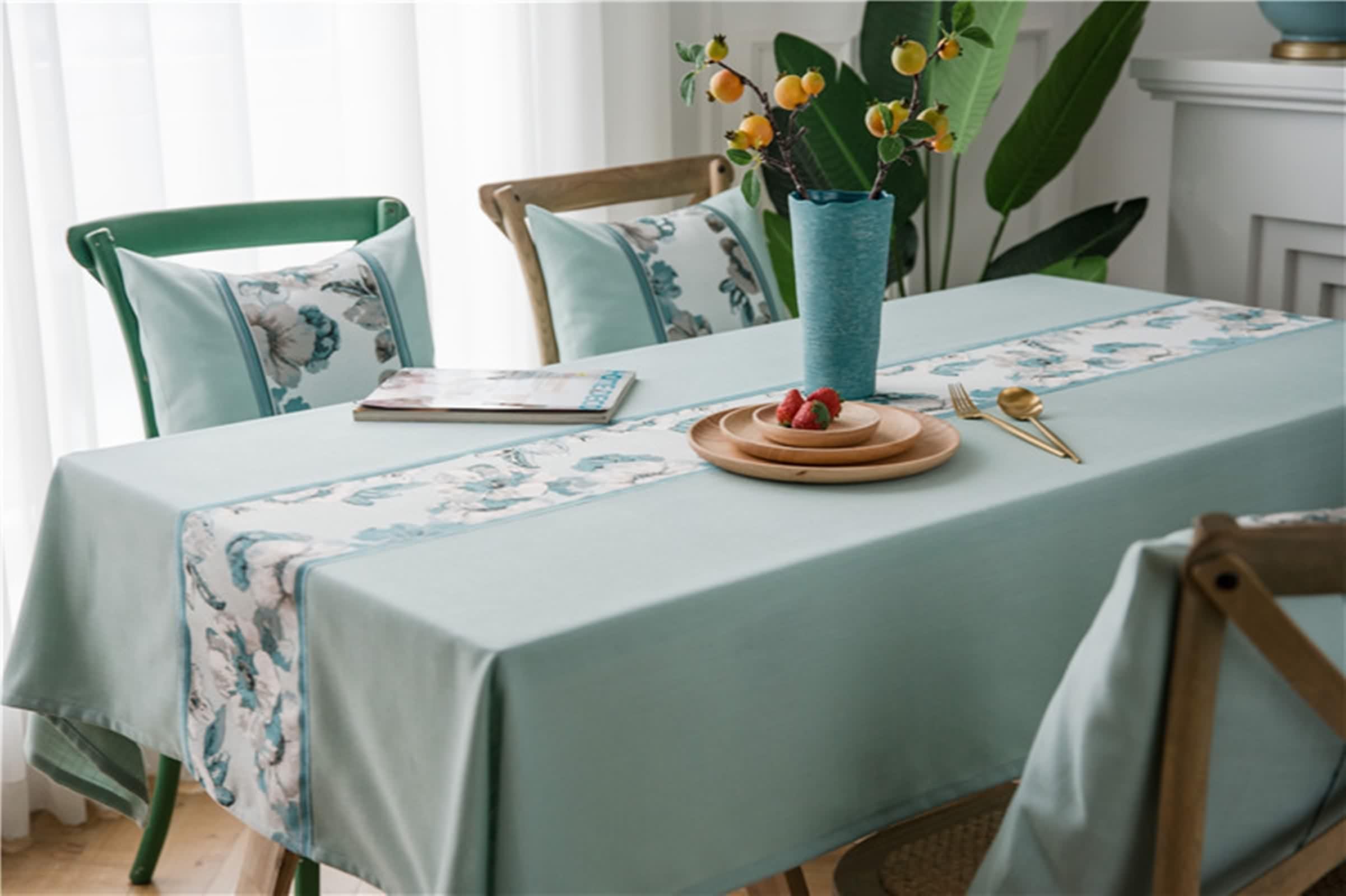 Tovaglia Cucina Fiori, Tovaglia Verde Promessa Di Matrimonio Poliestere Copri Tavolo 135X135CM per Soggiorno
