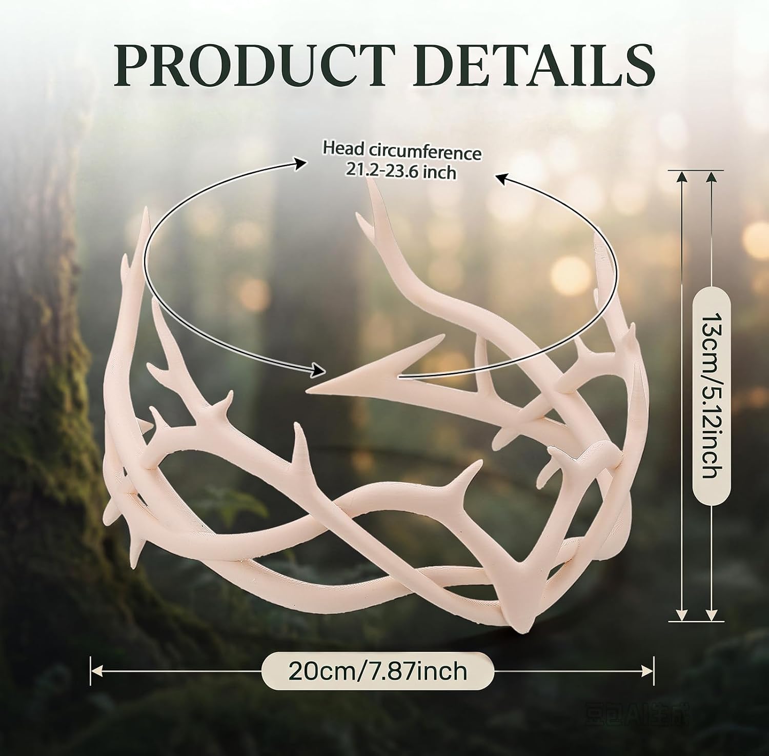 Sosation Antler Crown, 3D Printed Fairy Woodland Elf Deer Horns Headband