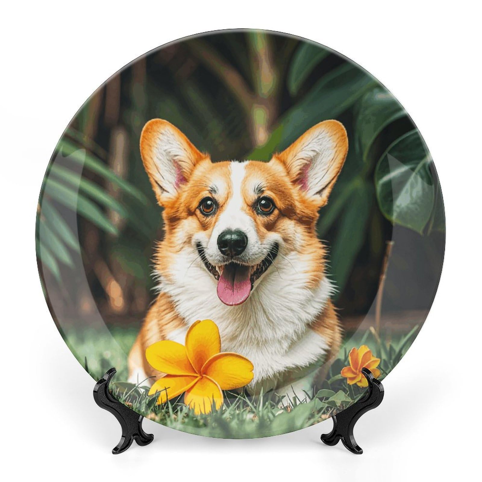 Platos decorativos de cerámica corgi de 8" ideales para regalo