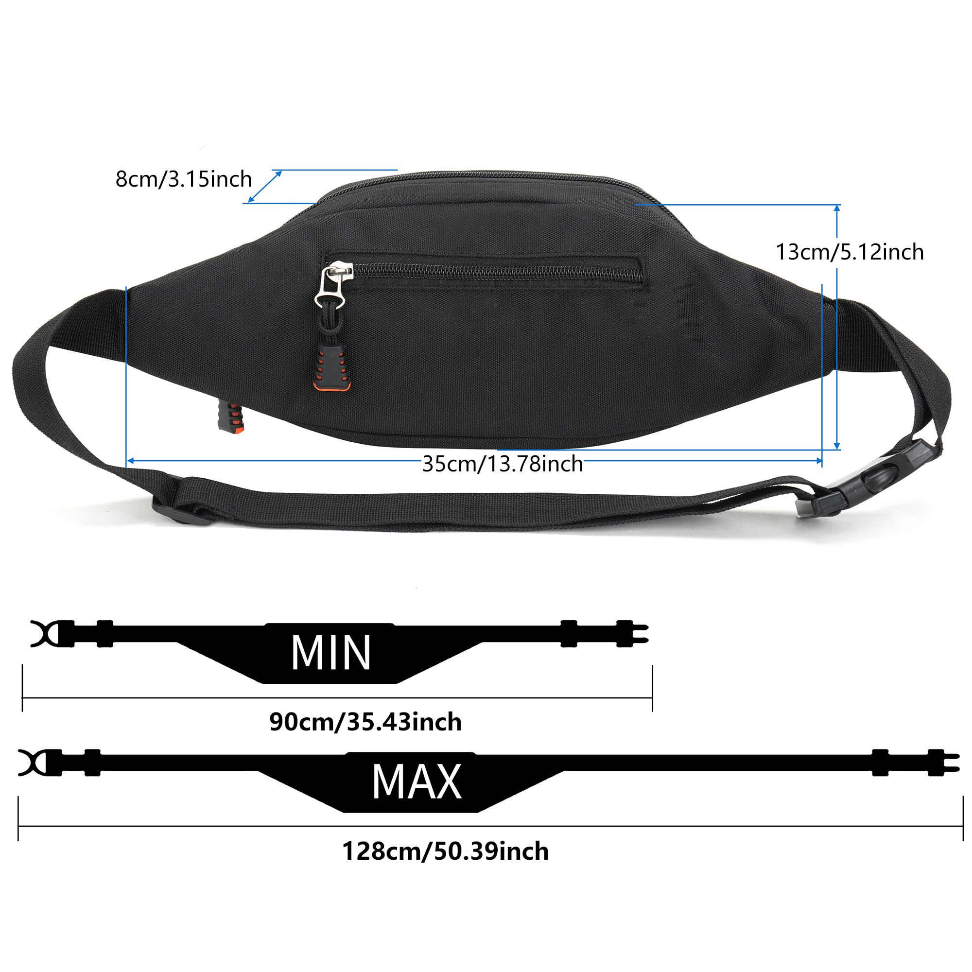 AirZyx Bumbags and Fanny Packs for Women Men for Hiking Running (Black) - Image 5