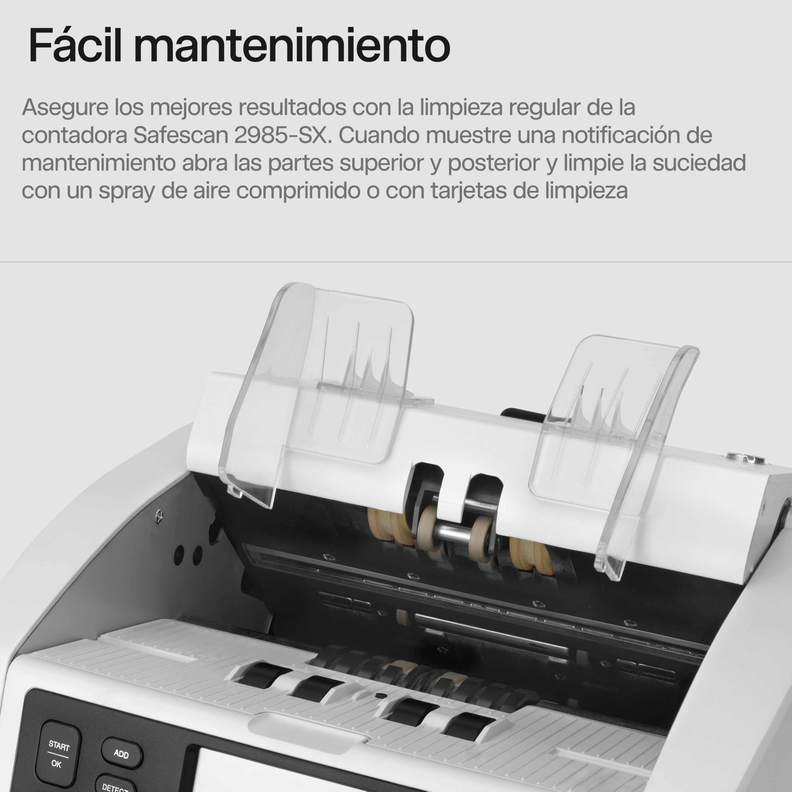 Safescan 2985-SX Contadora de billetes cuenta el valor y clasifica billetes mezclados - Contadora detectora de billetes falsos en 7 puntos - Máquina para contar billetes con opciones de clasificación