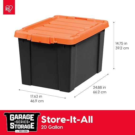 IRIS USA Lockable Storage Bins with Lids, 20 Gallon Heavy Duty, 2 Pack