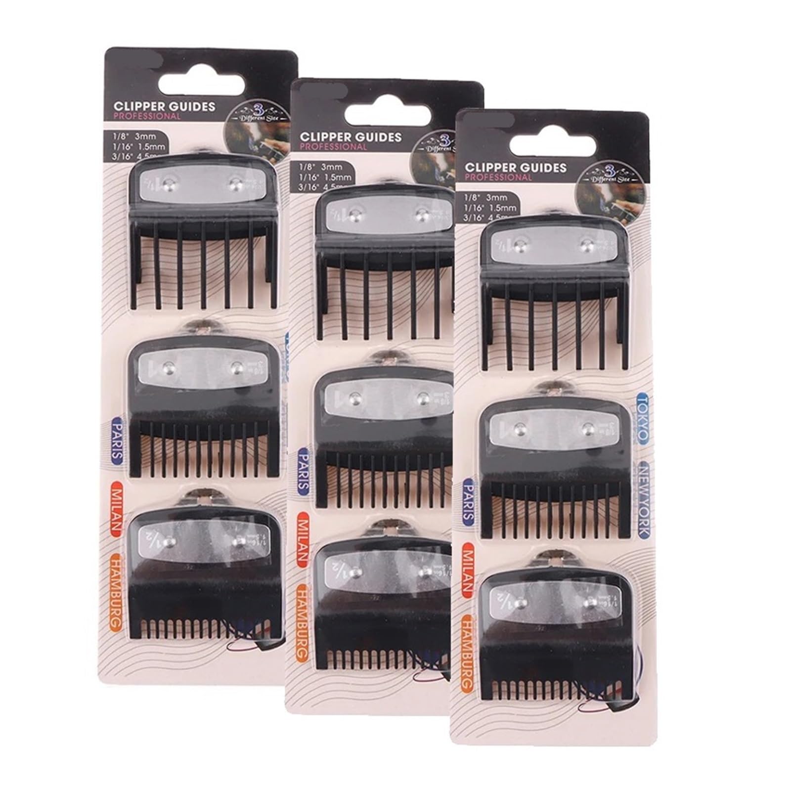 Vielseitiges Black Limit Kamm-Set, Haarschneider-Schutz, Führungskämme, Trimmer, Styling-Werkzeuge, Aufsatz, Kompatibel Mit 1,5 Mm, 3, 4. Stück(111-BlackX3)