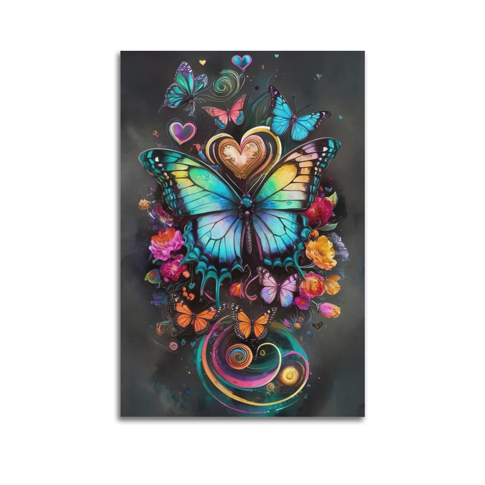 WZKTCL Animal Artwork Poster Colourful Butterflies Poster Decorative Painting Canvas Wall Posters And Art Picture Print Modern Family Bedroom Decor Posters 24x36inch(60x90cm)