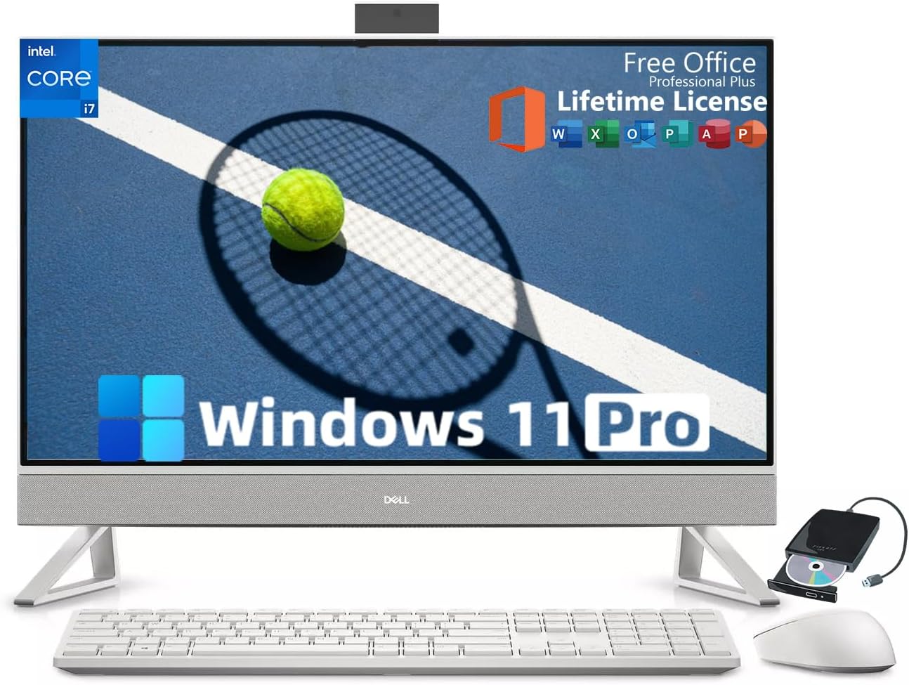 Dell Inspiron 7730 All-in-One Desktop PC | 27″ FHD Touchscreen | Windows 11 Pro & Office Lifetime License | Core 7 150U(Up to 5.4 GHz) | NVIDIA GeForce MX570A | Wi-Fi 6E | 64GB RAM, 4TB SSD