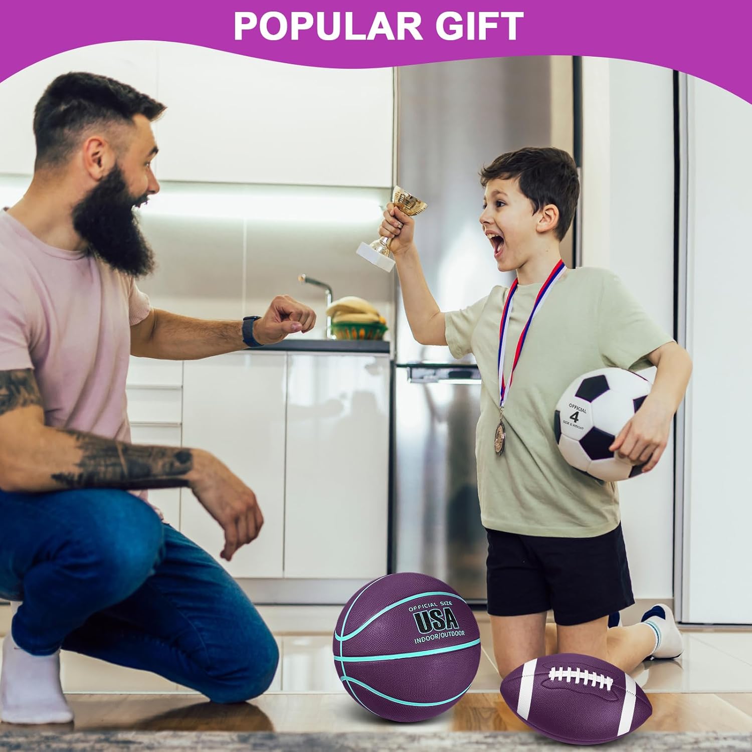 Libima 3 Pcs Sports Ball Set for Kids Teens Include Official Size Basketball Soccer Football with Pump and Carry Bag Training Practice Sport Back to School Gift
