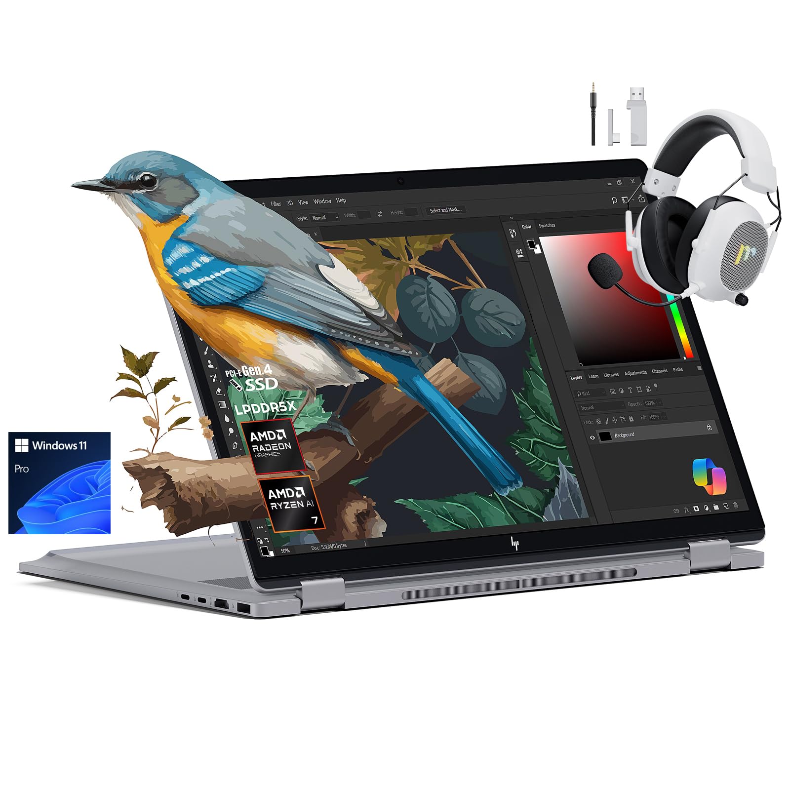 HP 2025 New Envy x360 2-in-1 Laptop, OmniBook X Flip 16" Touchscreen 2K IPS Display, AMD Ryzen AI 7 350, 24GB LPDDR5X RAM, 2TB Gen 4 SSD, Copilot AI, WiFi 6E, w/Microsoft Surface Pen, Win 11 Pro