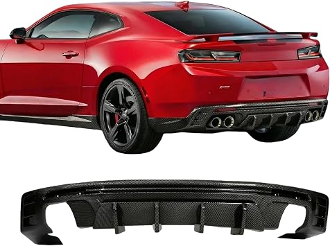 Camaro Rear Diffuser Compatible with 2016-2024 Chevrolet Camaro LS LT1 LT SS Except ZL1 Model Coupe & Convertible 2 Door Lip Valance Splitter Carbon Fiber