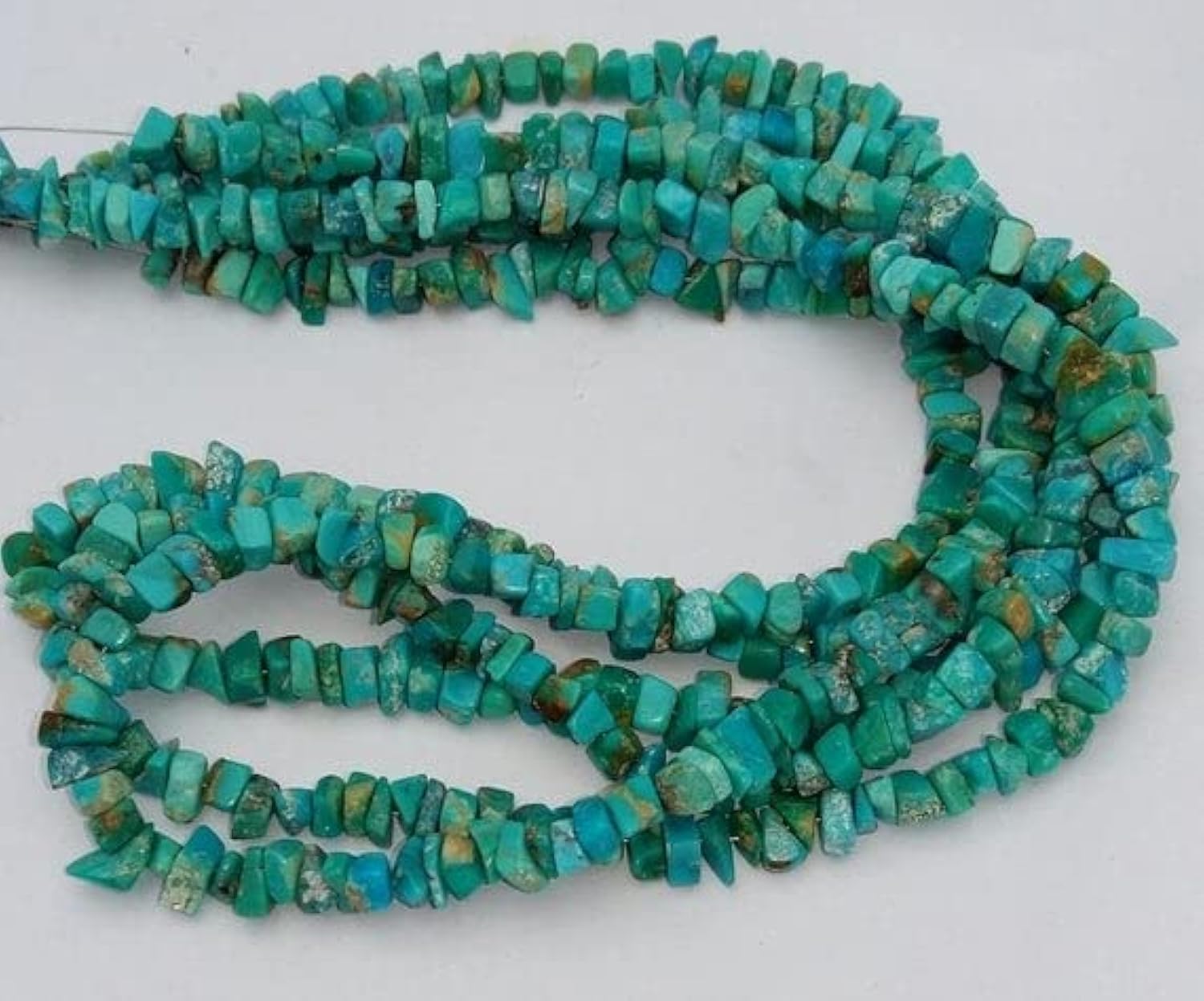 Turquoise smooth chip beads authentique 4mm-7mm pour création de bijoux de lithothérapie