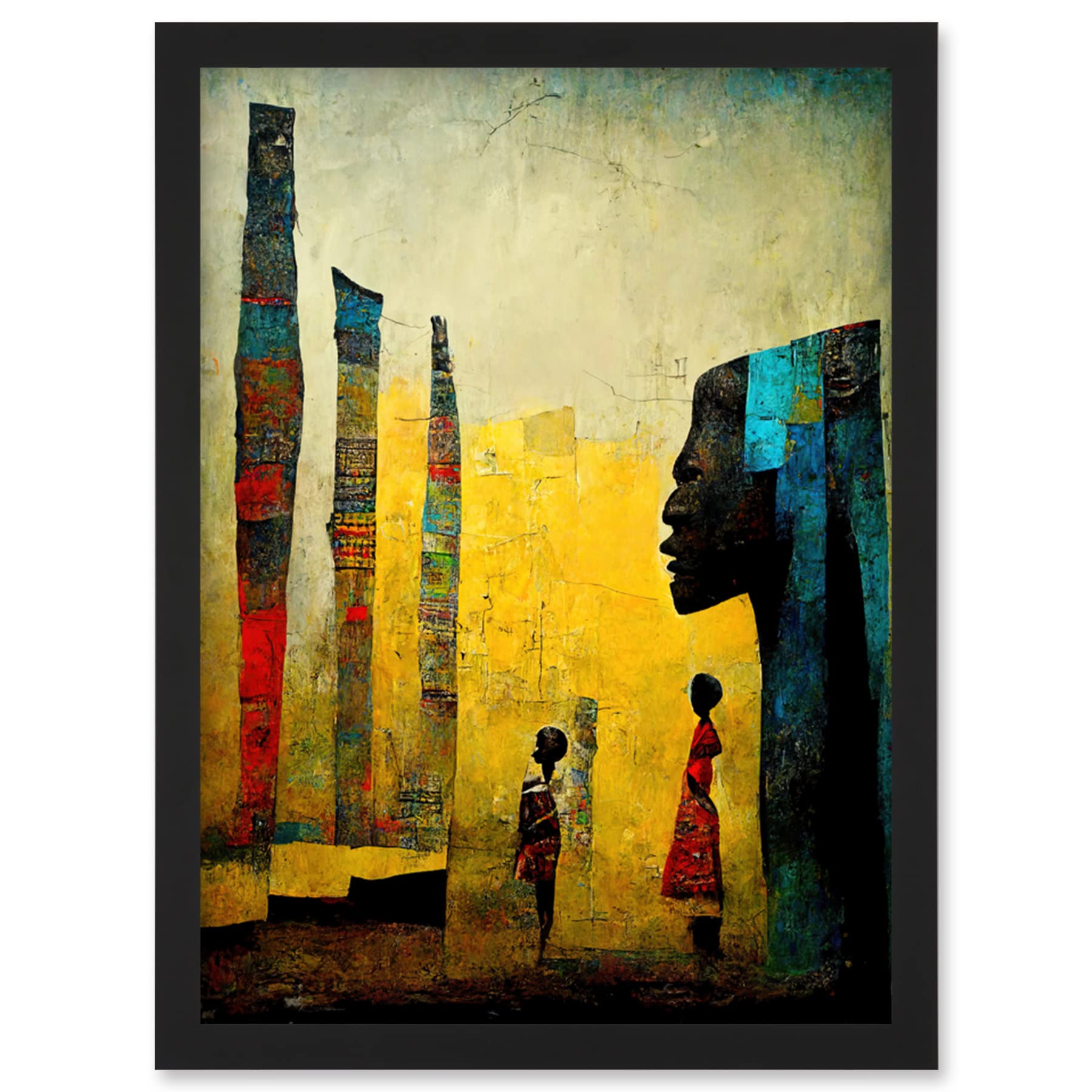 Artery8 African Art Modern Bright Abstract Wall Art PrintA4 Size from B&Q