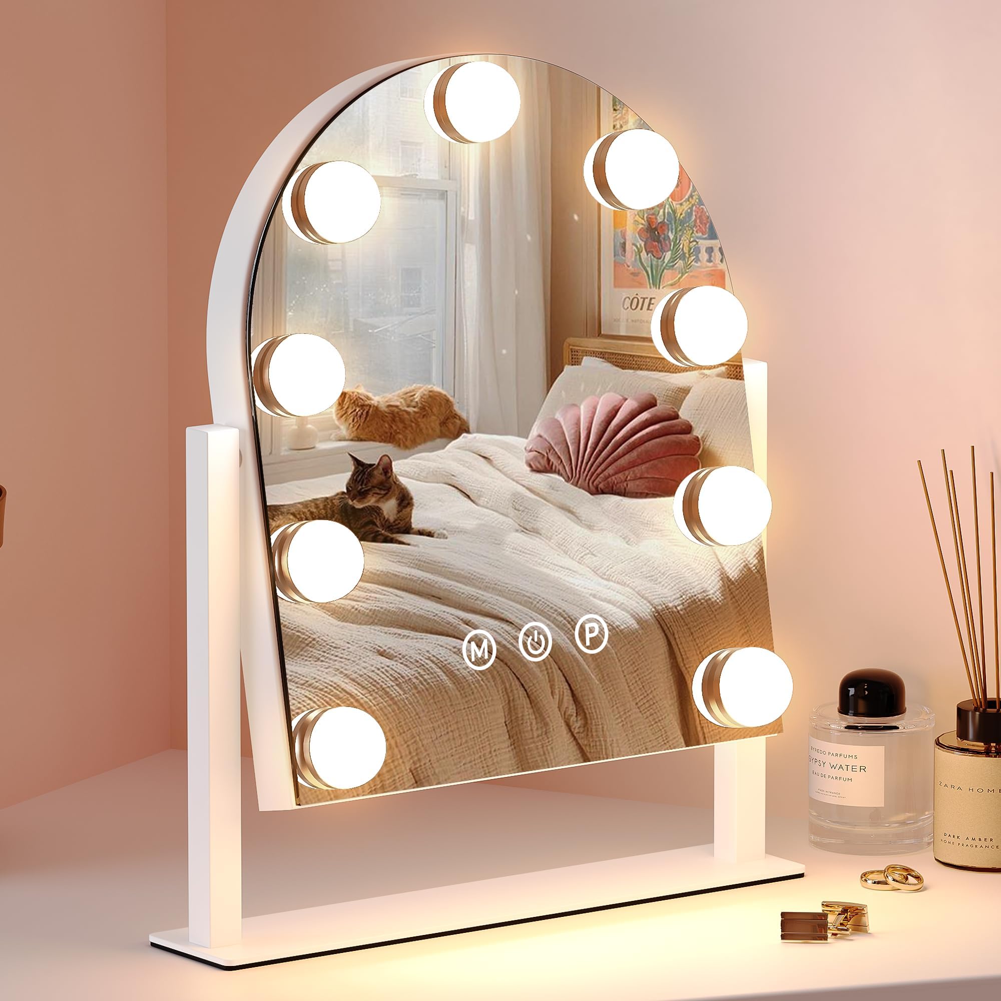 ZL ZELing Vanity Mirror with Lights, Lighted Makeup Mirror, 3 Color Modes, Dimmable Light, 360° Rotation — image 1