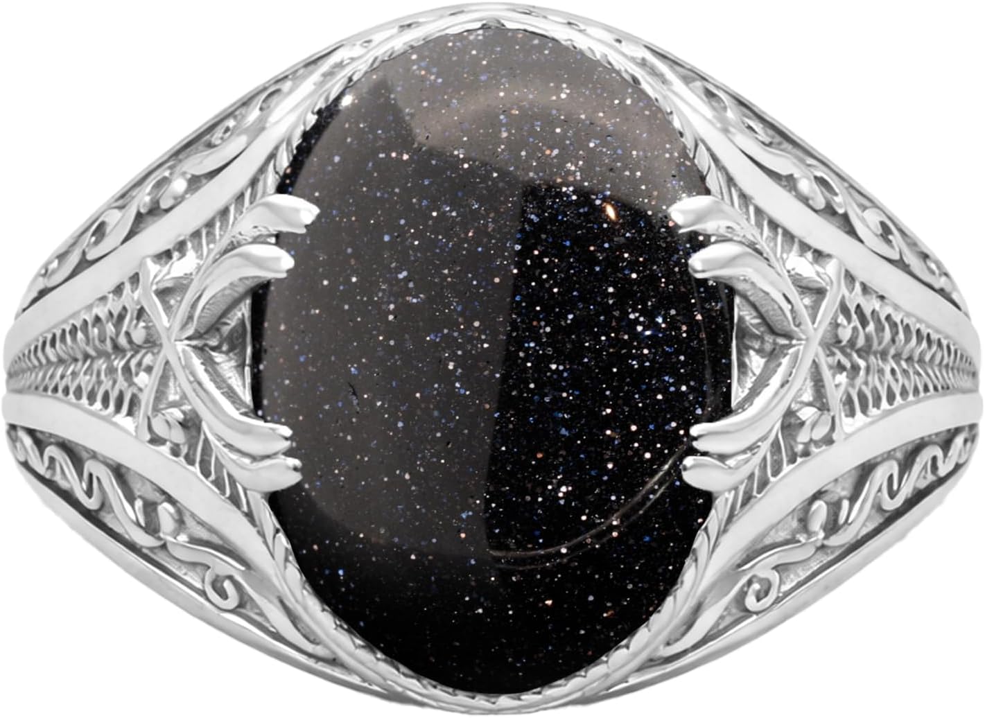 Natural Crystal Ring Men's Sword Design Anti-Tarnish 925 Sterling Silver Oval Solitaire Gemstone Dainty Statement Healing Crystal Birthstone Luck Handmade Turkish Fine Jewelry