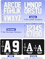 Vista 2 de Seloom 148 calcomanías reflectantes de números y letras para buzón, juego de 4 x 7, número 0-9 y 4 x 4 x 3 letras del alfabeto para exteriores e