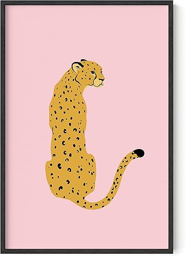 HAUS AND HUES Póster de decoración de pared con estampado de guepardo, póster para habitación, estética, color rosa rubor, decoración de pared de