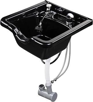 BYOOTIQUE Shampoo Bowl Hair Sink with Gel Neck Rest Hair Trap CUPC Vacuum Breaker Barber Salon Spa Mounting Ability for Home Barbershop
