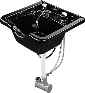 BYOOTIQUE Shampoo Bowl Hair Sink with Gel Neck Rest Hair Trap CUPC Vacuum Breaker Barber Salon Spa Mounting Ability for Home Barbershop