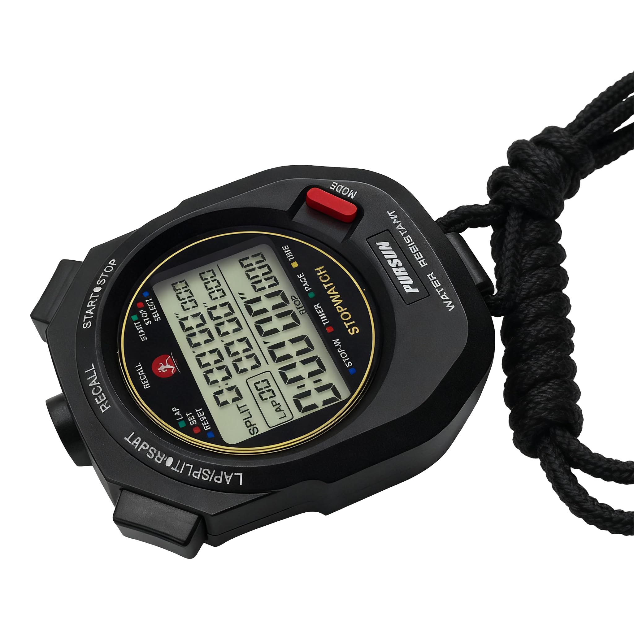 Cronometro sportivo 100 giri cronometro digitale sport cronometro conto alla rovescia timer con 100 giri di memoria 0,001 secondi temporizzazione (nero)