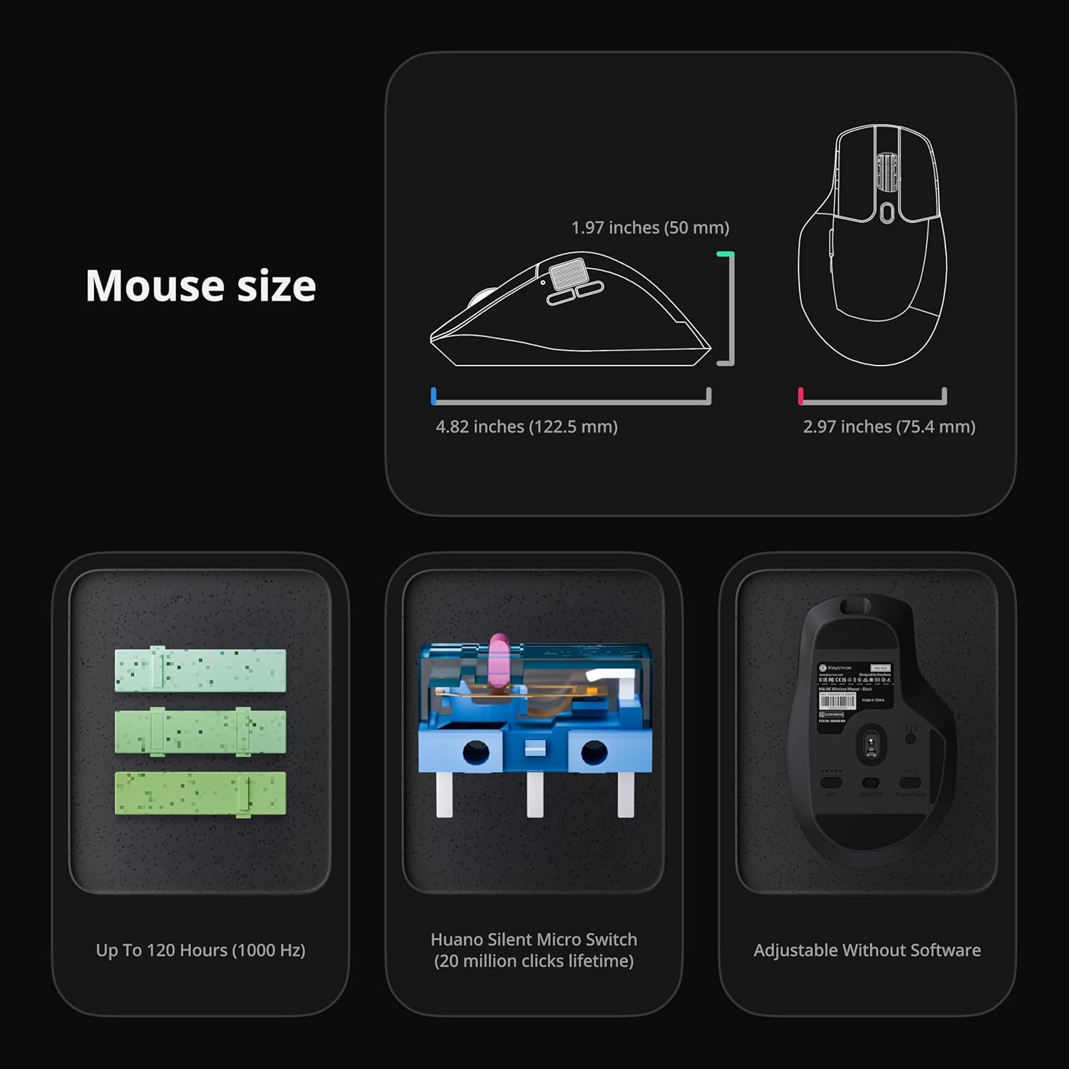 Keychron M6 8K mouse dimensions and battery life