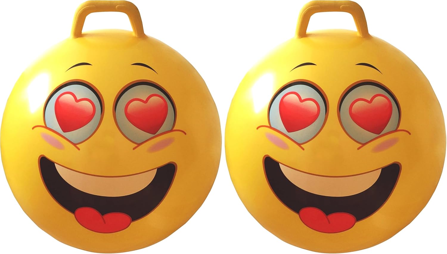 AppleRound Hippity Hoppity Hopball with Ball Pump, 18in/45cm Diameter for Age 3-7, Kangaroo Bouncer, Space Hopper Ball with Handle for Children, Printed Design (Heart) (Pack of 2)