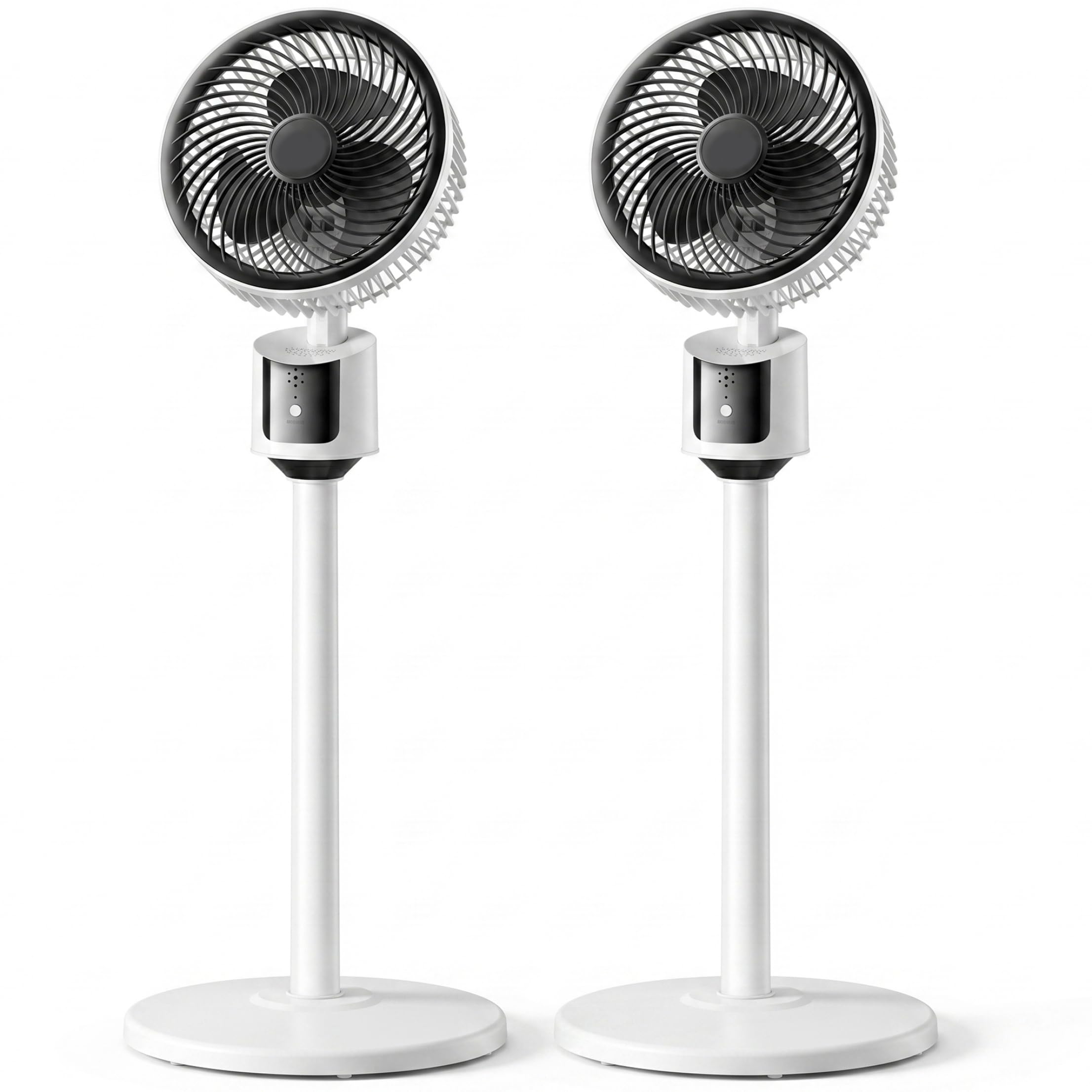 Grtheenumb Oscillating Fan, 2pcs Pedestal Fan Oscillating, Standing For Bedroom, 3-speed 5m Airflow, Quiet Usb-powered Cooling Fans, White