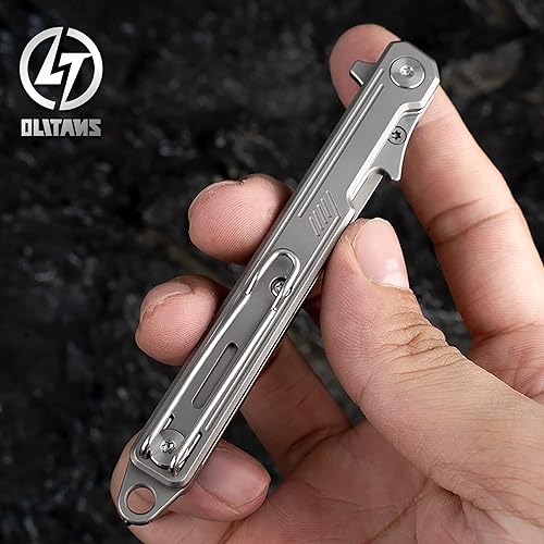 Miniatura 4 de OLITANS T022 - Cuchillo de bolsillo de aleación de titanio plegable con herramienta para romper vidrio cuchillo multifuncional n 60 hoja de bisturí