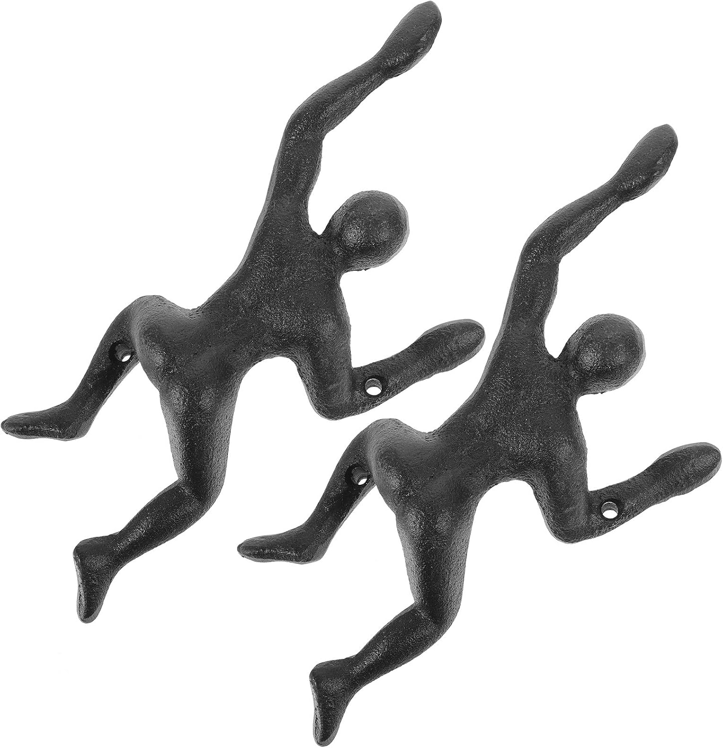 Healifty Cast Iron Climbing Man Wall Hooks 2pcs Heavy Duty Retro Decorative Coat Hangers Wall Mounted for Home Storage and Key Bag Organization
