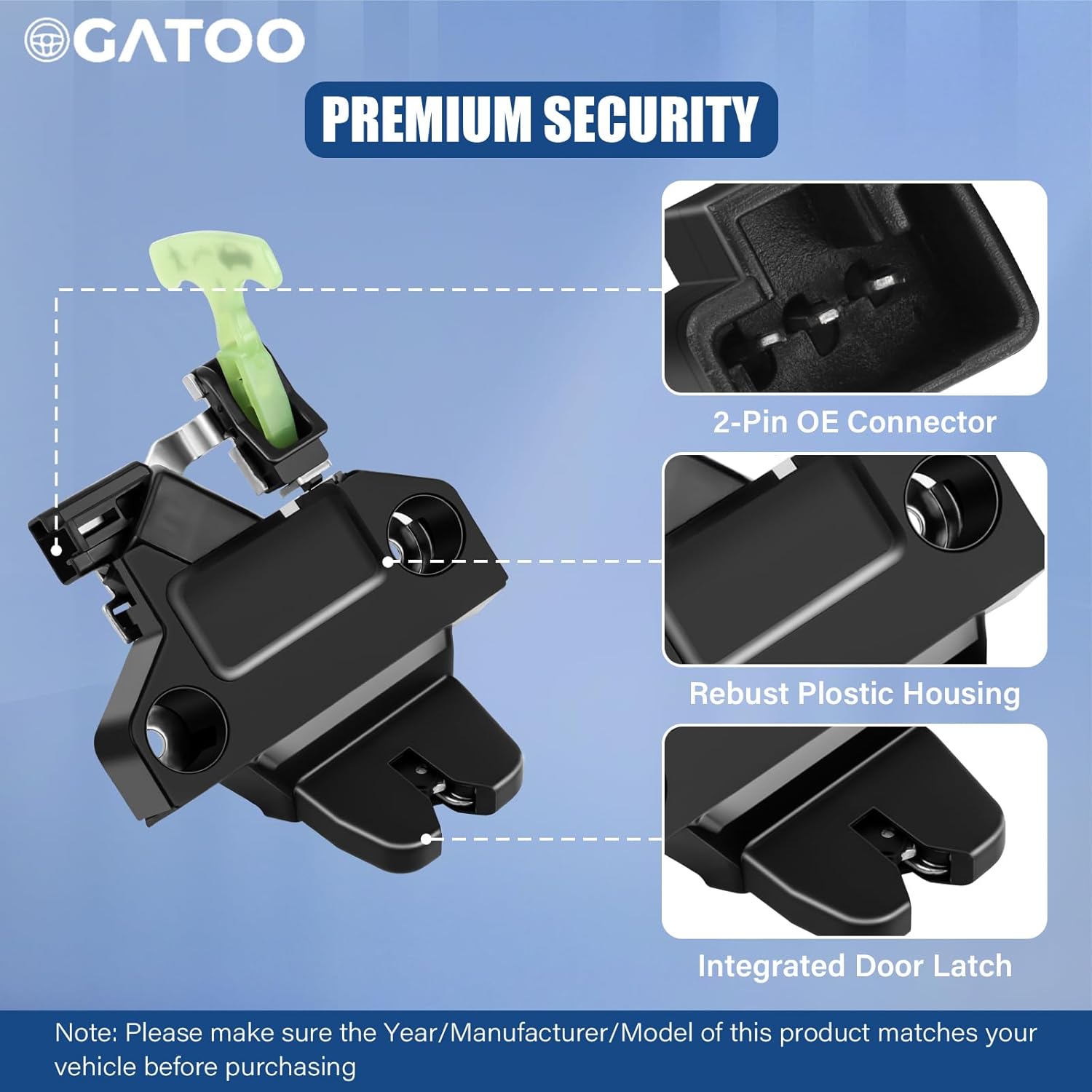 Trunk Latch Tailgate Lock Liftgate Actuator Fit for 2009 2010 2011 2012 2013 Toyota Corolla 1.8L 2.4L Luggage Compartment Rear Gate Hatch Assembly Replacement 64600-02040