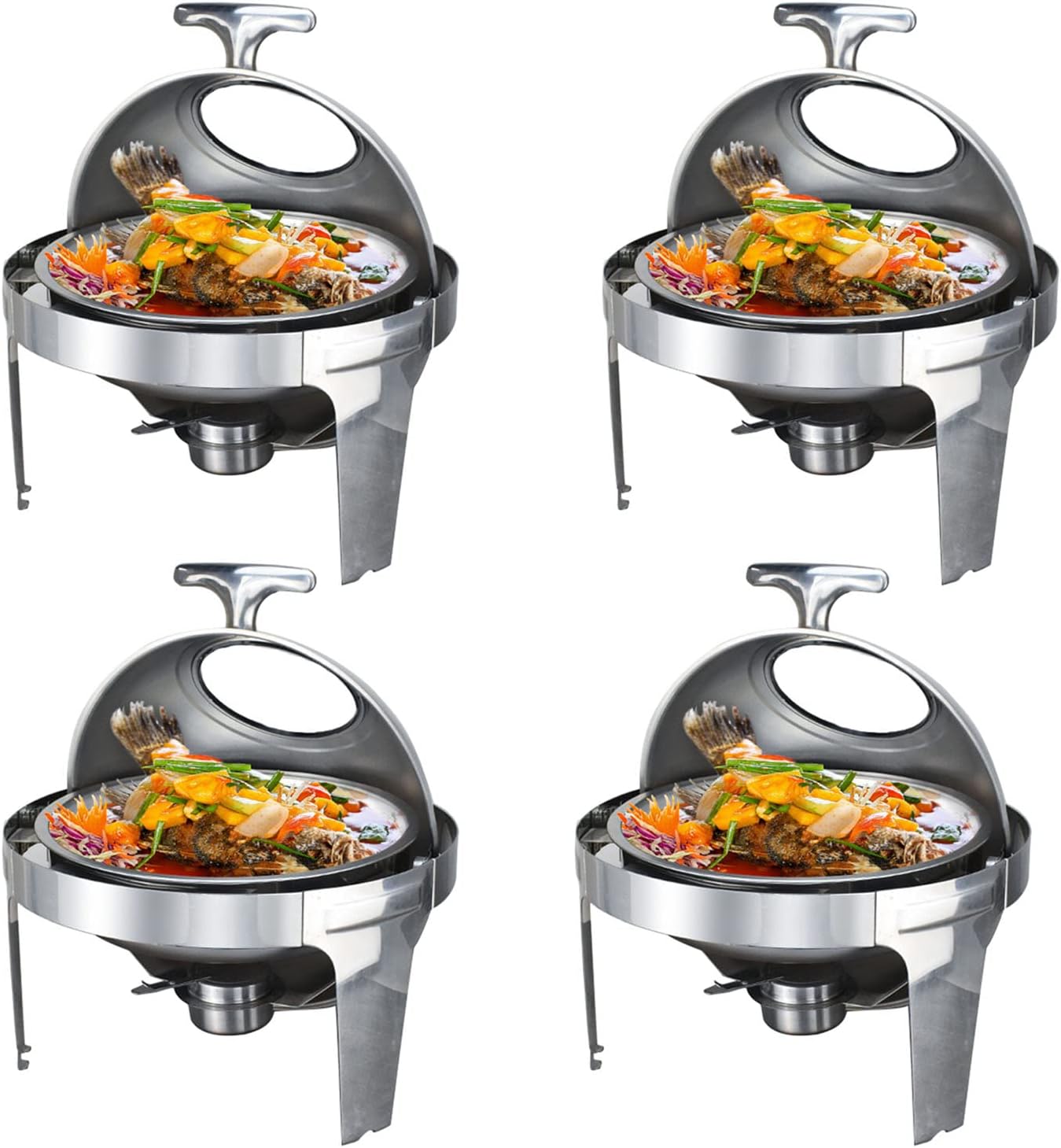 Pack of 4 Chafing Dish, Stainless Steel 6 L Commercial Buffet Server