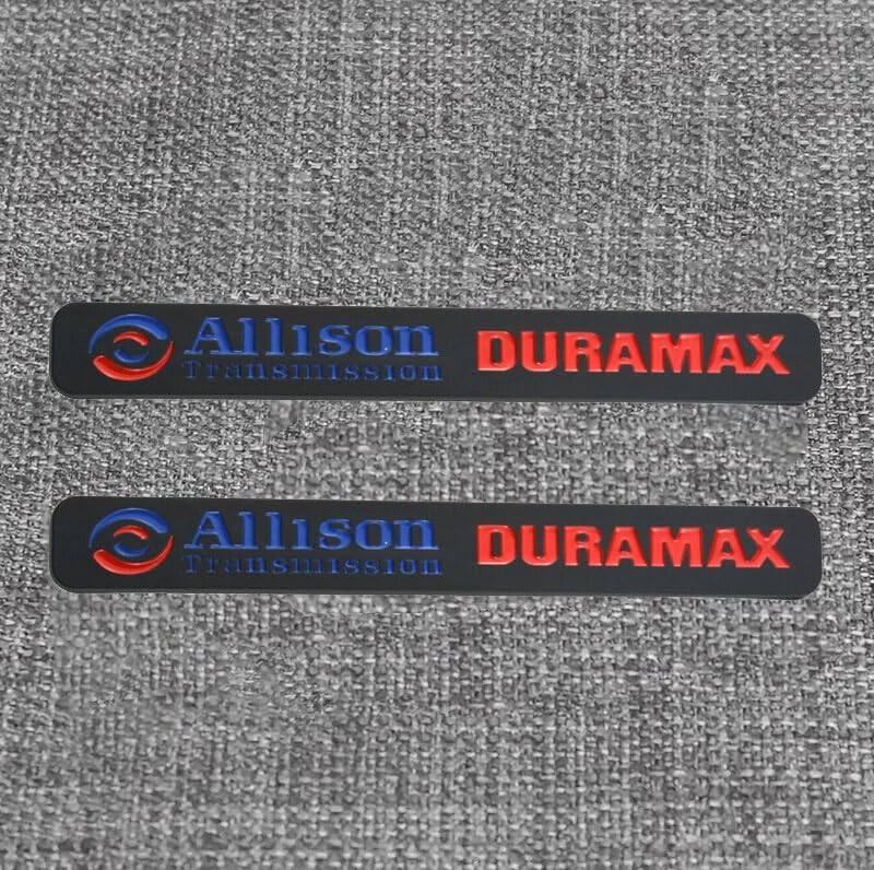 Image of 2Pcs Allison Transmission Emblems Hood 3D Nameplate Badge Letter Compatible with Silverado Dura-max (Black Red)